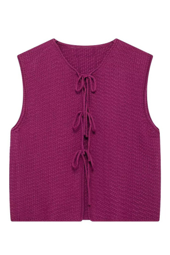 new pure color sexy slight stretch ribbed knit crew neck lace-up tank top
