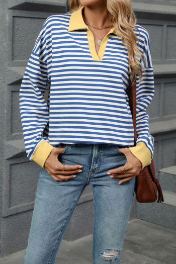 casual plus size slight stretch 8 colors lapel stripe printing sweatshirts