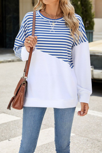 casual plus size non-stretch 6 colors stripe printing crew neck sweatshirts