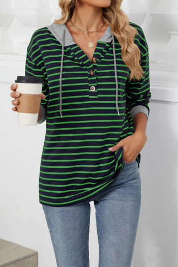 casual plus size slight stretch stripe printing hooded sweatshirts