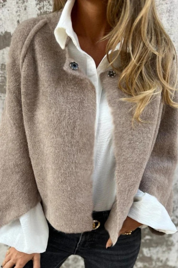 casual plus size slight stretch pure color loose jackets