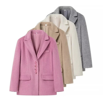 new casual no-stretch patchwork wool-like fabric thicken 4-color loose jackets