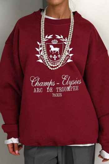 casual slight stretch positioning printing loose all-match sweatshirt