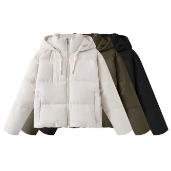 casual non-stretch 3 colors solid color hooded cotton jacket