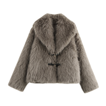 casual non-stretch solid color fur lapel jacket