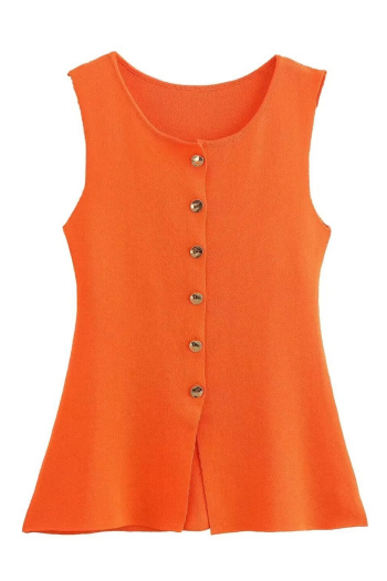 casual slight stretch ribbed knit 7 colors solid color crew neck tank top