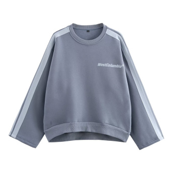 casual non-stretch crew neck letter stripe printing sweatshirts