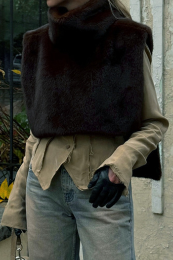 new slight stretch 3-color high neck furs tank tops