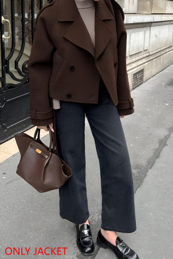 new casual no-stretch patchwork wool-like fabric lapel jackets (with belt)