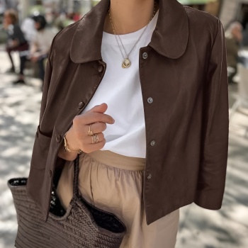 new no-stretch patchwork pu plush solid color long sleeve jackets