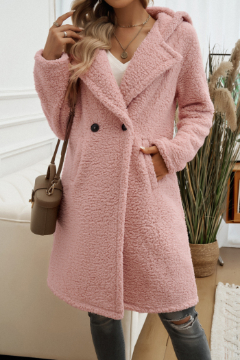 casual no-stretch 4-color knit loose long sleeve hooded coats