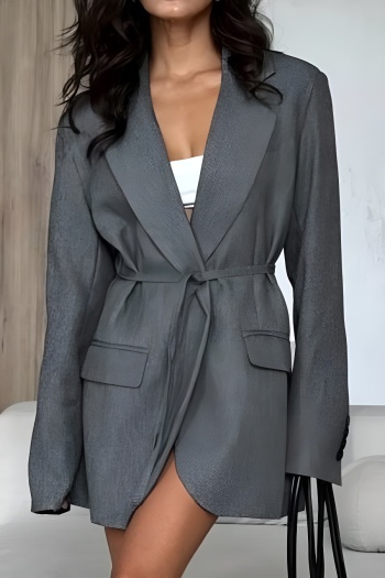 new slight stretch solid color long sleeve lapel blazers (with belt)