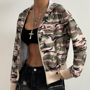 new slight stretch patchwork camouflage long sleeve hooded jackets