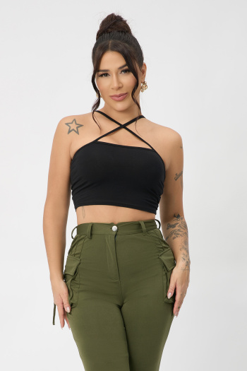 high quality exquisite slight stretch sling crop vest(95% cotton+5% spandex)
