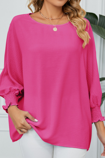 casual plus size non-stretch chiffon solid color three-quarter sleeves loose top