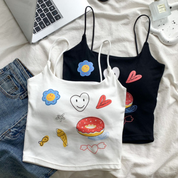 sexy slight stretch cartoon printing padded tank top(suitable for 88-138lbs)