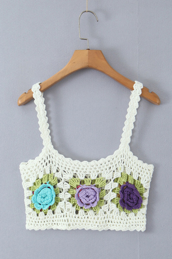 sexy non-stretch weave flower contrast color tank top(size run small)
