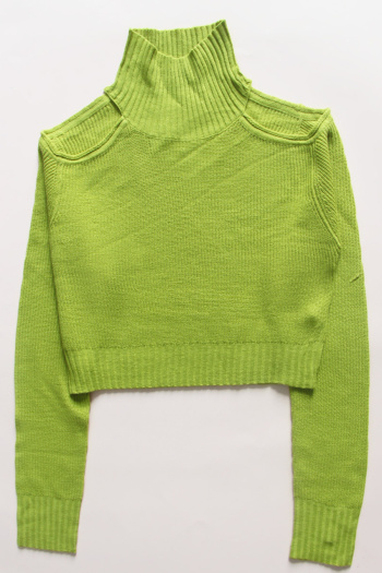 Exquisite slight stretch solid color high collar hollow sweaters