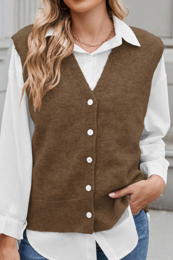 new casual slight stretch knit 3-color sleeveless cardigans