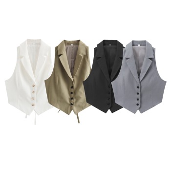new slight stretch patchwork 4-color v-neck tank tops