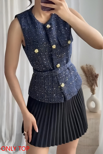 new stylish no-stretch patchwork texture sequins tank tops (with belt)
