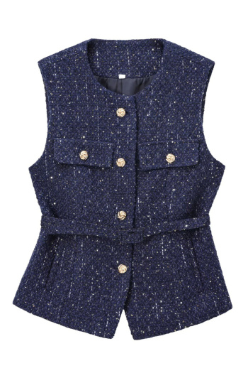 New stylish no-stretch patchwork texture sequins tank tops (with belt)