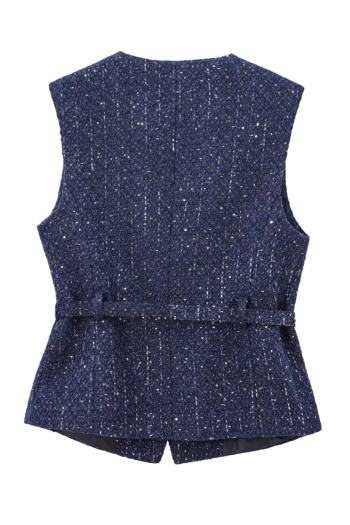 New stylish no-stretch patchwork texture sequins tank tops (with belt)