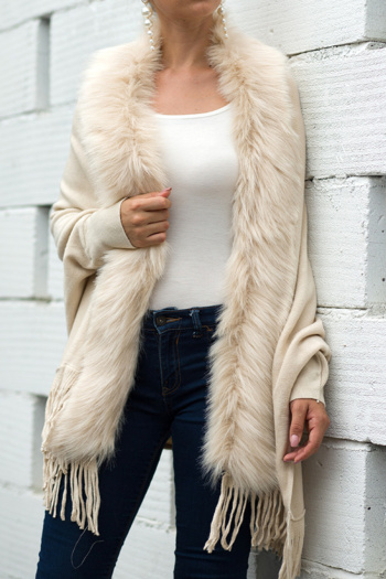 new slight stretch 7-color tassel &fuzzy knit long sleeve cardigan