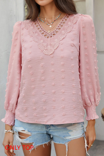 stylish non-stretch 4 colors v-neck long sleeve blouse(only blouse)