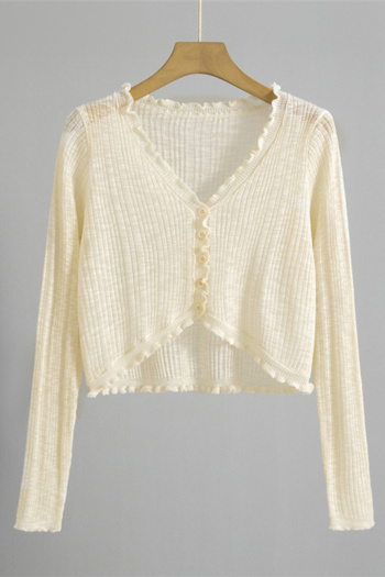 casual slight stretch 6 colors micro see-through thin knitted cardigan