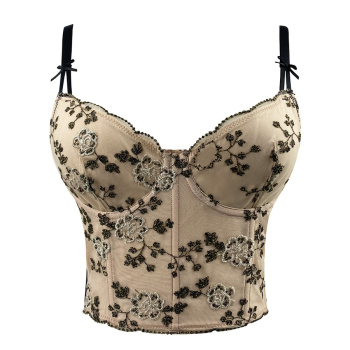 sexy slight stretch sling with padded mesh embroidery with rubber bone vest