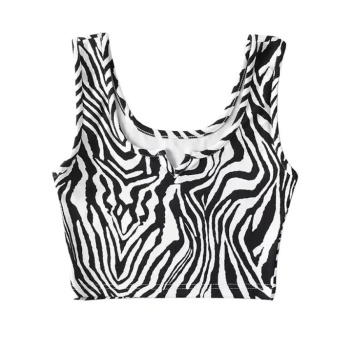 casual slight stretch square neck zebra printing tank top(size run small)