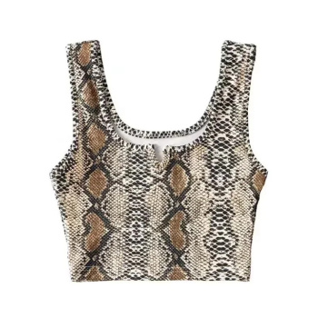 casual slight stretch square neck snake pattern tank top(size run small)