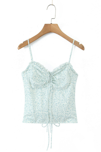 casual non-stretch floral batch printing tank top(size run small)
