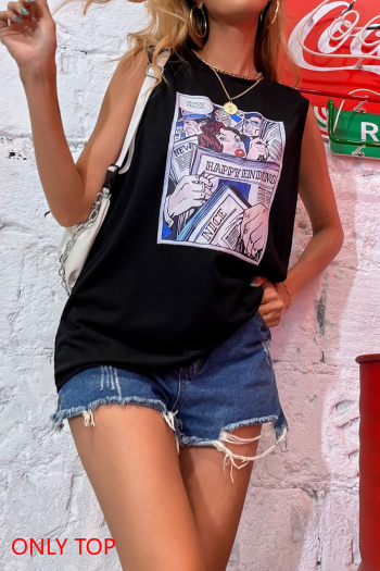 new hip-hop style slight stretch fixed printing loose tank tops