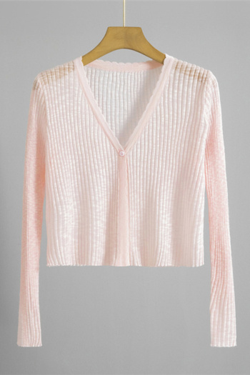 casual slight stretch solid color 10 colors knitted cardigan all-match top