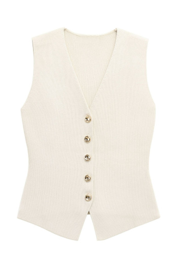 casual slight stretch new solid color slim fit single breasted knitted vest