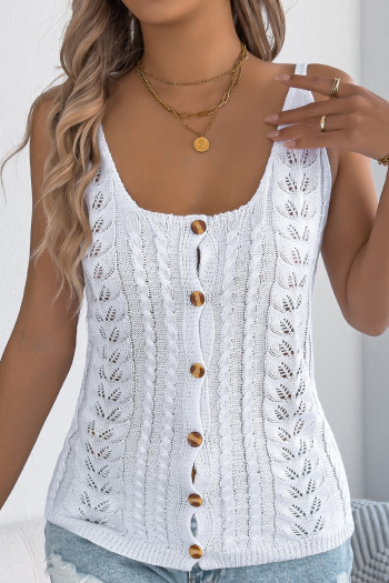 stylish slight stretch cut out twist knitted button all-match vest