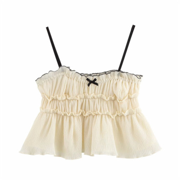 exquisite non-stretch chiffon bow tank top