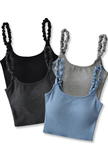 exquisite slight stretch 4 colors shirring padded tank top(size run small)