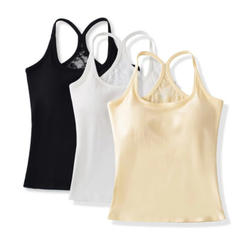 sexy slight stretch 3 colors stitching lace padded tank top(size run small)