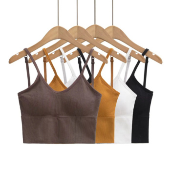 exquisite slight stretch 4 colors v-neck padded tank top(size run small)