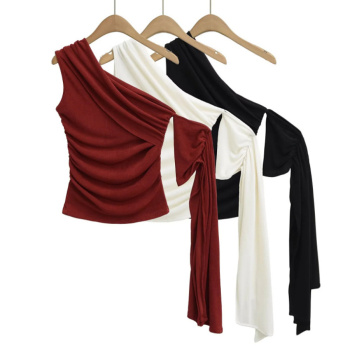 sexy slight stretch 3 colors one shoulder tank top(size run small)