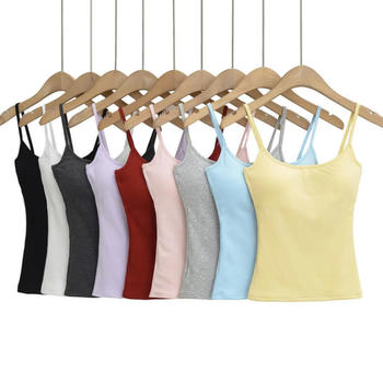casual slight stretch 9 colors solid color padded tank top(size run small)