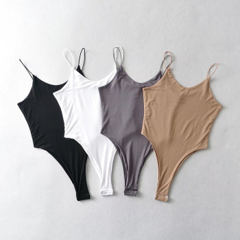 casual slight stretch 4 colors sling bodysuit(size run small)