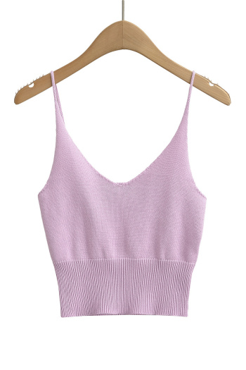 stylish slight stretch 6-colors sling backless crop knitted vest size run small