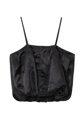 sexy non-stretch rhinestone decor tank top