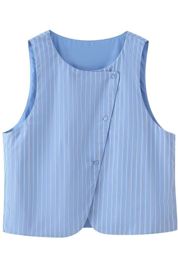 xs-l stylish non-stretch striped tatting crop blazer vest(size run small)
