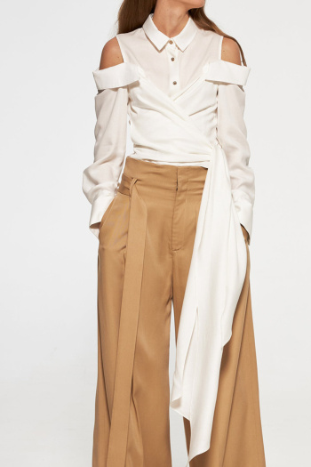 exquisite non-stretch solid color lapel blouses(size run small)