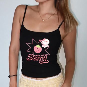 exquisite slight stretch letter cartoon printing tank top